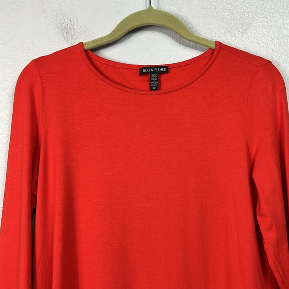 Eileen Fisher Asymmetrical Hem Scoop Neck Long Sleeve Tunic Top Small - Picture 2 of 7